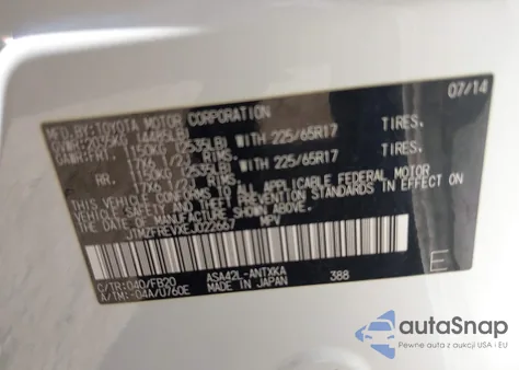 2014 Toyota Rav4 Le из США, поврежденный, VIN JTMZFREVXEJ022667